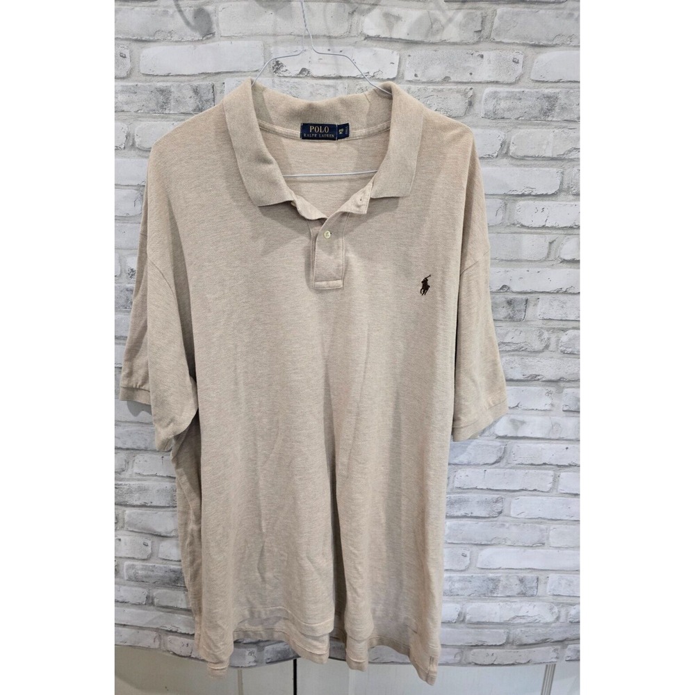 Polo Ralph Lauren 4XB Beige Heathered Short Sleeve Polo 2 buttons